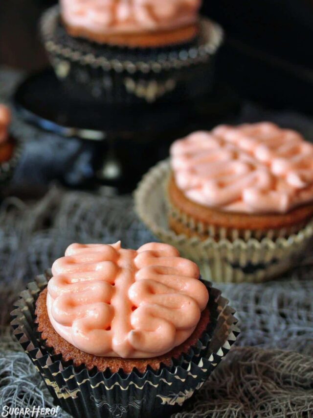 Spooky Halloween Brain Cupcakes