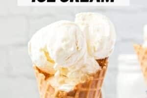 Photo of Easy Vanilla Ice Cream with text overlay for Pinterest.