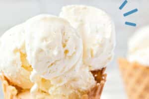 Photo of Easy Vanilla Ice Cream with text overlay for Pinterest.