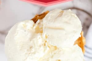 Photo of Easy Vanilla Ice Cream with text overlay for Pinterest.