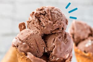 1 photo of No-Churn Chocolate Ice Cream with text overlay for Pinterest.