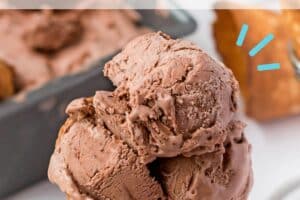 1 photo of No-Churn Chocolate Ice Cream with text overlay for Pinterest.