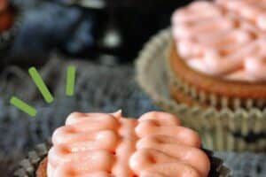1 photo of Brain Cupcakes with text overlay for Pinterest.