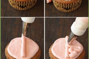 6 photo collage tutorial for decorating Brain Cupcakes with text overlay for Pinterest.