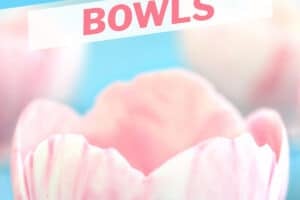 1 photo of Chocolate Bowls with text overlay for Pinterest.
