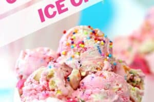 1 photo of Circus Animal No-Churn Ice Cream with text overlay for Pinterest.