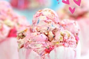 1 photo of Circus Animal No-Churn Ice Cream with text overlay for Pinterest.