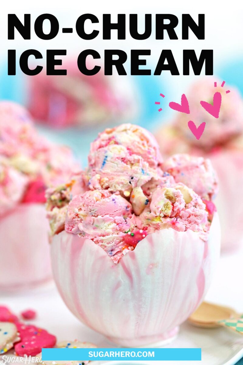 1 photo of Circus Animal No-Churn Ice Cream with text overlay for Pinterest.