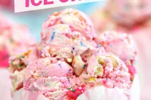 1 photo of Circus Animal No-Churn Ice Cream with text overlay for Pinterest.