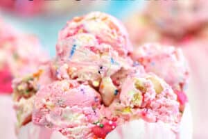 1 photo of Circus Animal No-Churn Ice Cream with text overlay for Pinterest.