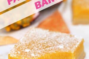 1 photo of Passion Fruit Bars with text overlay for Pinterest.