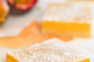 1 photo of Passion Fruit Bars with text overlay for Pinterest.