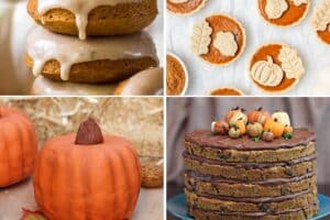Collage of six pumpkin dessert recipes with text overlay for Pinterest.