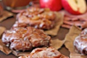 Photo of Apple Cider Fritters with text overlay for Pinterest.