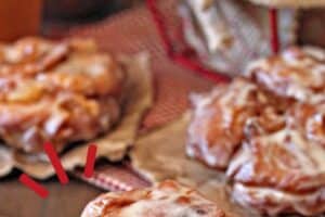Photo of Apple Cider Fritters with text overlay for Pinterest.