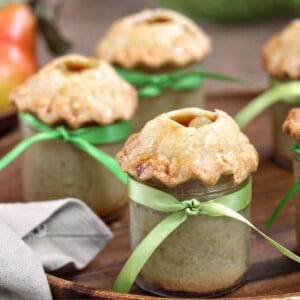 Assortment of Pear Pies on a wooden surface.