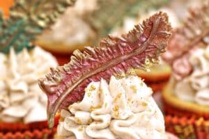 Photo of Spice Cupcakes with text overlay for Pinterest.