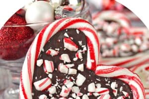 Photo of Candy Cane Hearts with text overlay for Pinterest.