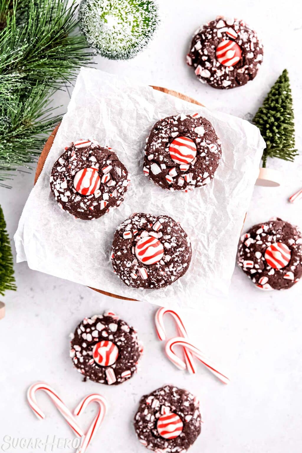 Chocolate Peppermint Kiss Cookies SugarHero
