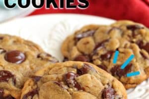 Picture of Gingerbread Chocolate Chip Cookies with text overlay for Pinterest.