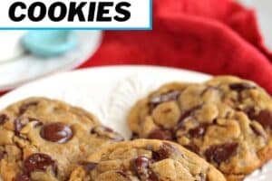 Picture of Gingerbread Chocolate Chip Cookies with text overlay for Pinterest.