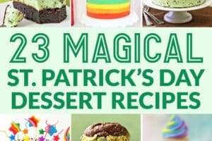 Collage of 12 assorted St. Patrick's Day dessert recipes with text overlay for Pinterest.