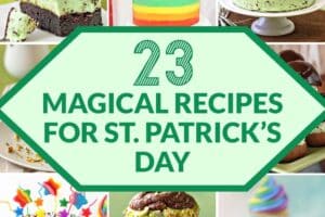 Collage of 12 assorted St. Patrick's Day dessert recipes with text overlay for Pinterest.