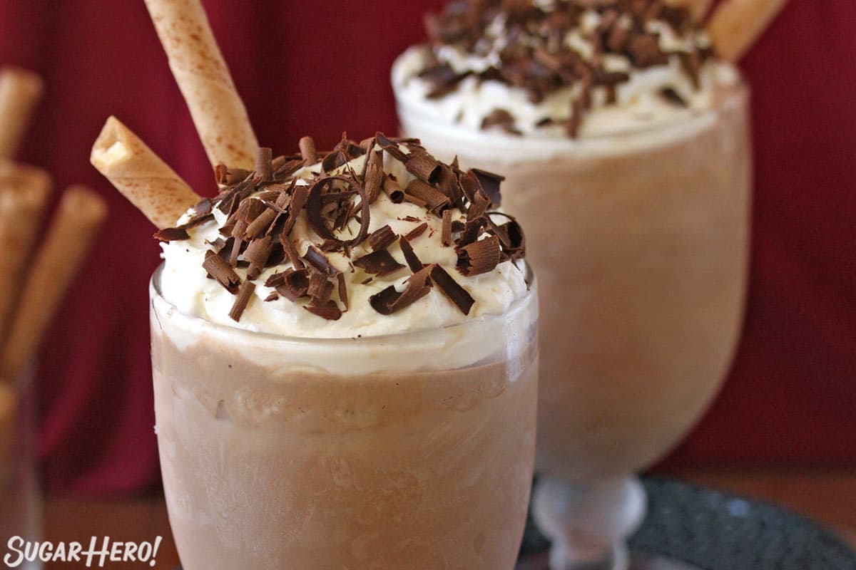 Close up of the top of a glass of Frozen Hot Chocolate.