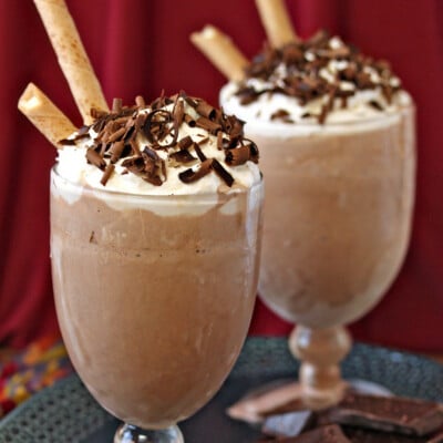 2 glasses of Frozen Hot Chocolate.
