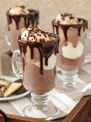 3 Hot Chocolate Floats on a serving tray.