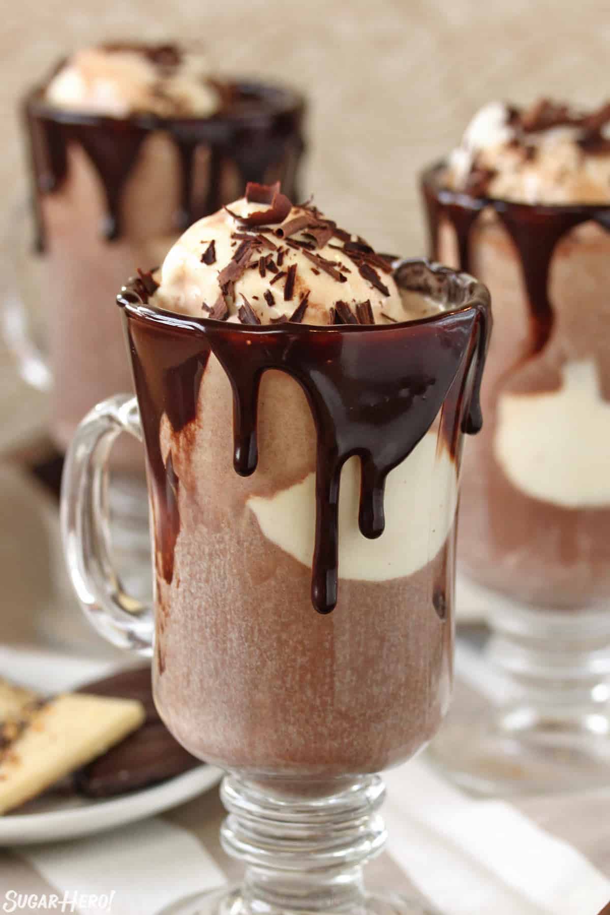 Close up of a Hot Chocolate Float.
