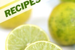 Photo of a key lime cut in half, with text overlay for Pinterest.