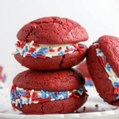 Red Velvet Whoopie Pies for the 4th of July Dessert Recipes and Ideas Round Up.