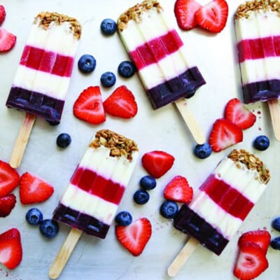 Red, White and Blue Frozen Yogurt Pops for the 4th of July Dessert Recipes and Ideas Round Up.