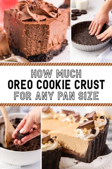 4 photo collage of desserts with Oreo Crust and text overlay.