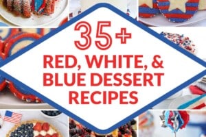 Collage of 14 July 4th desserts, with text overlay for Pinterest.