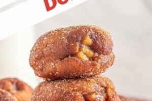 Picture of Apple Donuts, with text overlay for Pinterest.