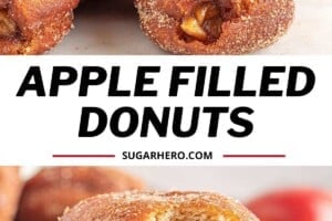 Two photo collage of Apple Donuts, with text overlay for Pinterest.