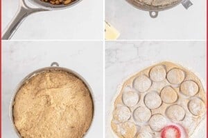 Six photo collage showing how to make Apple-Filled Donuts, with text overlay for Pinterest.