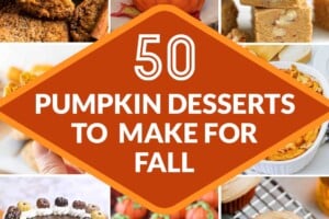14-photo collage of various pumpkin desserts, with text overlay for Pinterest.