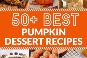 12-photo collage of various pumpkin desserts, with text overlay for Pinterest.