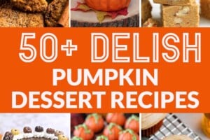 12-photo collage of various pumpkin desserts, with text overlay for Pinterest.