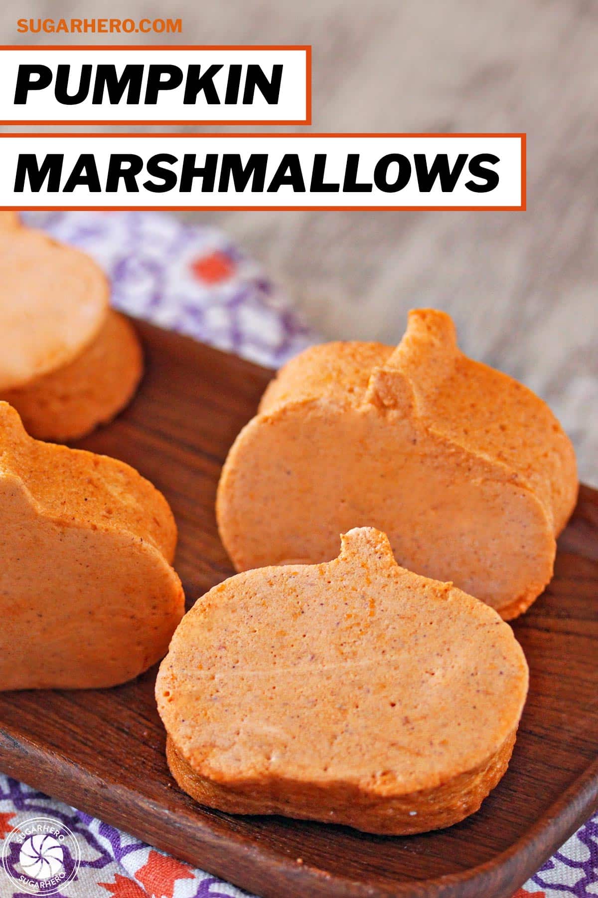 Photo of Pumpkin Marshmallows with text overlay for Pinterest.