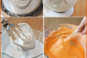 Six photo collage showing how to make Pumpkin Marshmallows.