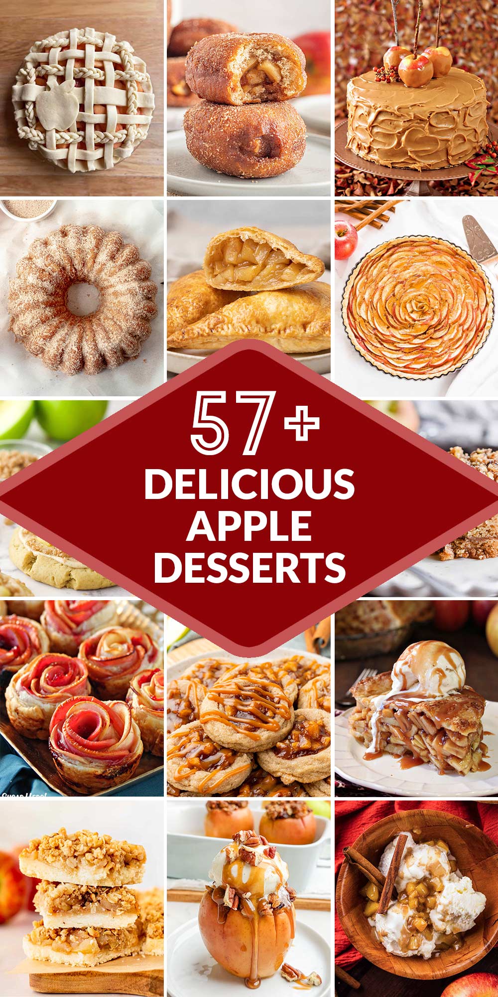 14-photo collage of different apple desserts with text overlay for Pinterest.
