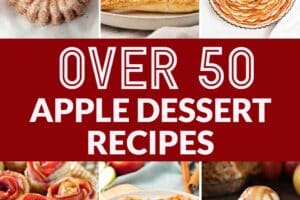 12-photo collage of different apple desserts with text overlay for Pinterest.