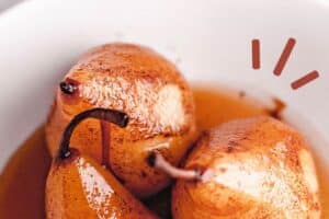 Poached Pears with text overlay for Pinterest.