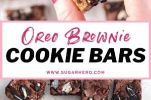 Two photo collage of Oreo Brookies with text overlay for Pinterest.