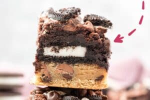 Picture of Oreo Brookies with text overlay for Pinterest.