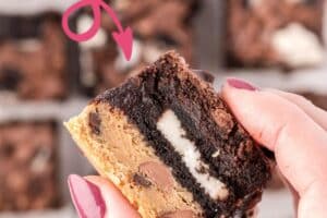 Picture of Oreo Brookies with text overlay for Pinterest.